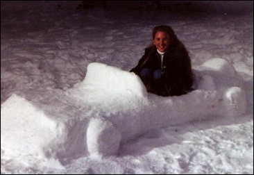 Laura Larson Drives Though The Snow